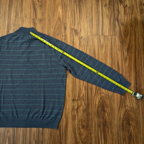 Vineyard Vines Blue Green Striped 1/4 Zip Cotton Whale Logo Sweater Men's Sz XL - Picture 10 of 11